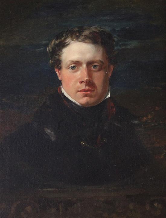 Early 19th century English School Portrait of a young man, 9.5 x 7.5in.